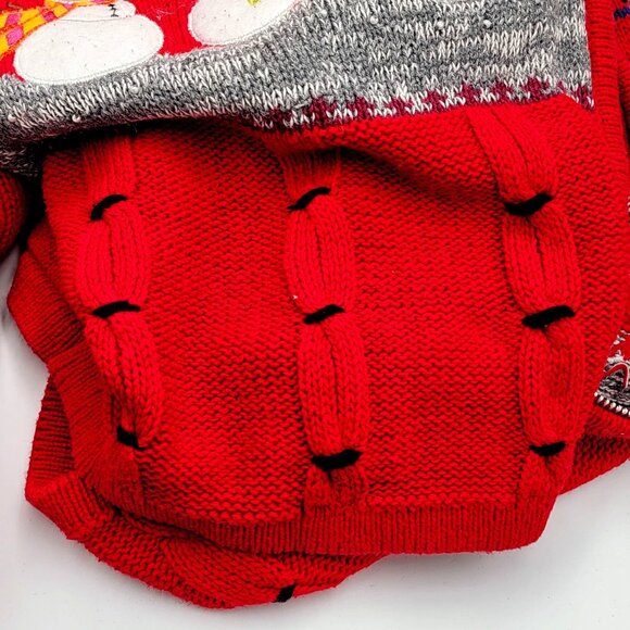Vintage Red Christmas Snowman Knit Cardigan Sweater Womens Zip Up Holiday Winter - Picture 16 of 16